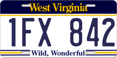 WV license plate 1FX842