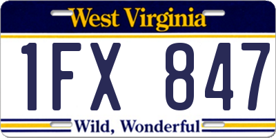 WV license plate 1FX847