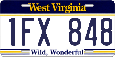 WV license plate 1FX848