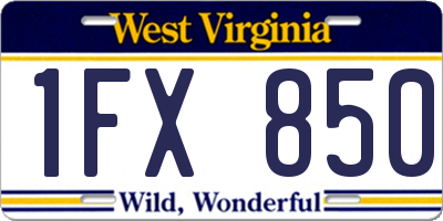 WV license plate 1FX850