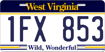 WV license plate 1FX853