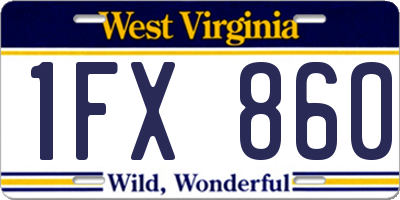 WV license plate 1FX860