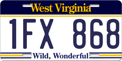WV license plate 1FX868