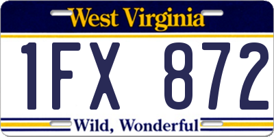 WV license plate 1FX872