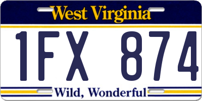 WV license plate 1FX874