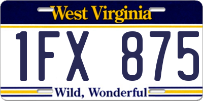 WV license plate 1FX875