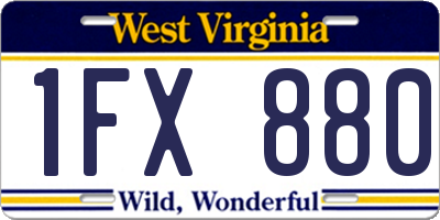 WV license plate 1FX880