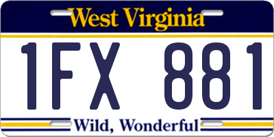 WV license plate 1FX881