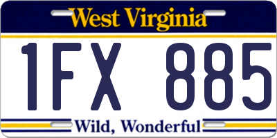 WV license plate 1FX885
