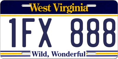 WV license plate 1FX888