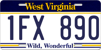 WV license plate 1FX890