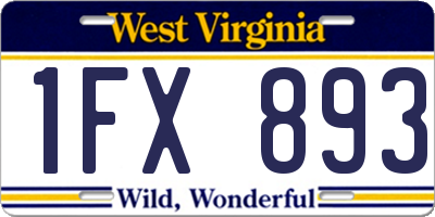 WV license plate 1FX893