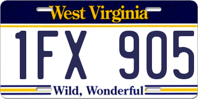 WV license plate 1FX905