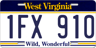 WV license plate 1FX910