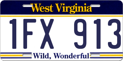 WV license plate 1FX913