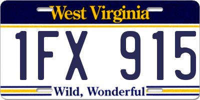 WV license plate 1FX915