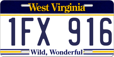 WV license plate 1FX916