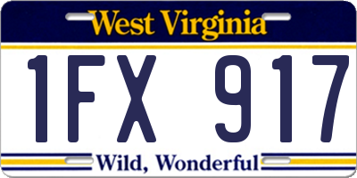 WV license plate 1FX917