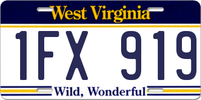 WV license plate 1FX919