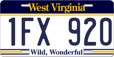 WV license plate 1FX920