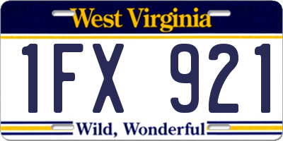 WV license plate 1FX921