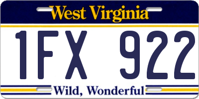WV license plate 1FX922