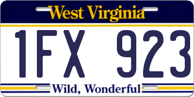 WV license plate 1FX923