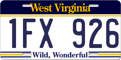 WV license plate 1FX926