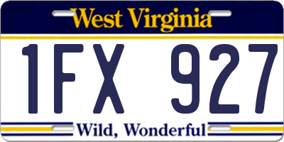 WV license plate 1FX927