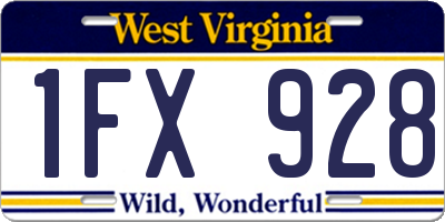 WV license plate 1FX928