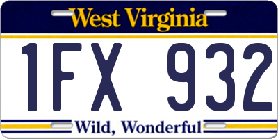 WV license plate 1FX932