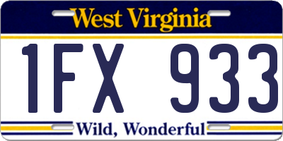 WV license plate 1FX933