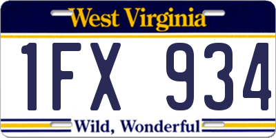 WV license plate 1FX934