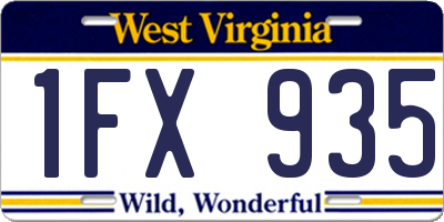 WV license plate 1FX935