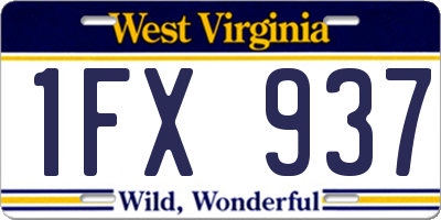 WV license plate 1FX937