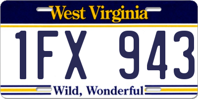 WV license plate 1FX943