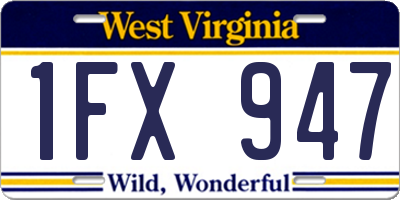 WV license plate 1FX947