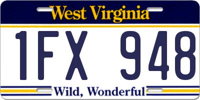 WV license plate 1FX948