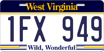 WV license plate 1FX949