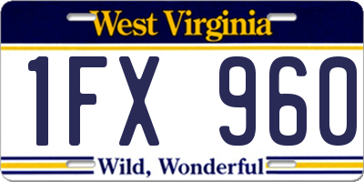 WV license plate 1FX960