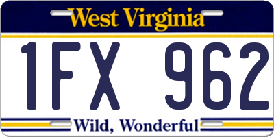 WV license plate 1FX962