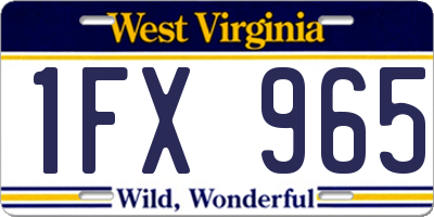 WV license plate 1FX965