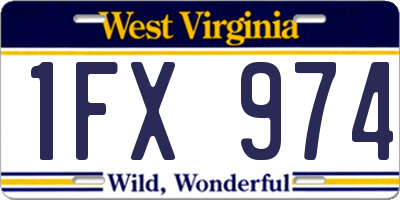 WV license plate 1FX974