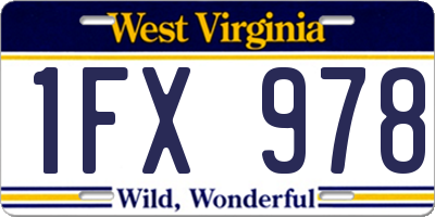 WV license plate 1FX978