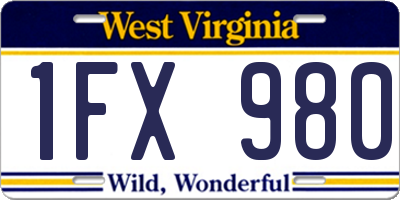 WV license plate 1FX980