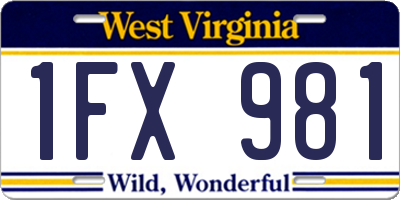 WV license plate 1FX981