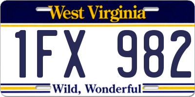 WV license plate 1FX982