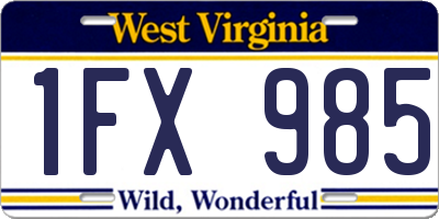 WV license plate 1FX985