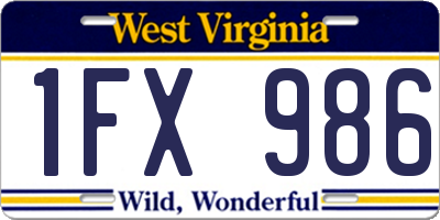 WV license plate 1FX986