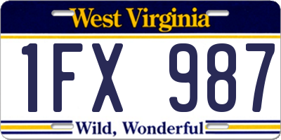 WV license plate 1FX987